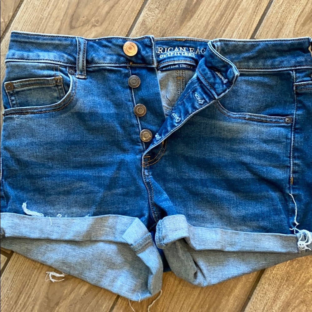 High rise denim shorts
